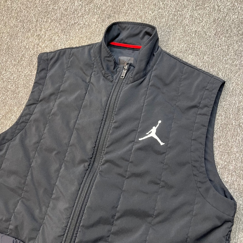 Jordan 23-Tech Mens Black Quilted Puffer Vest Full Zip Jumpman Logo Size M